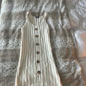 Cream button down tank dress